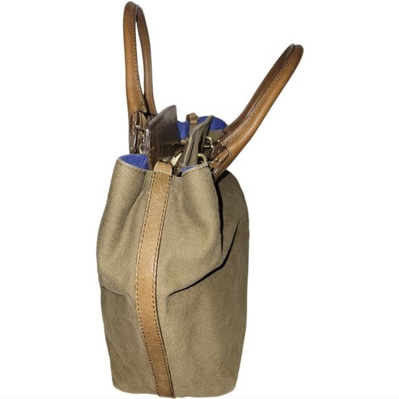 Emilio Pucci City Marquise Bag Studded Handle Leather and Canvas Handbag Satchel - Picture 3 of 17